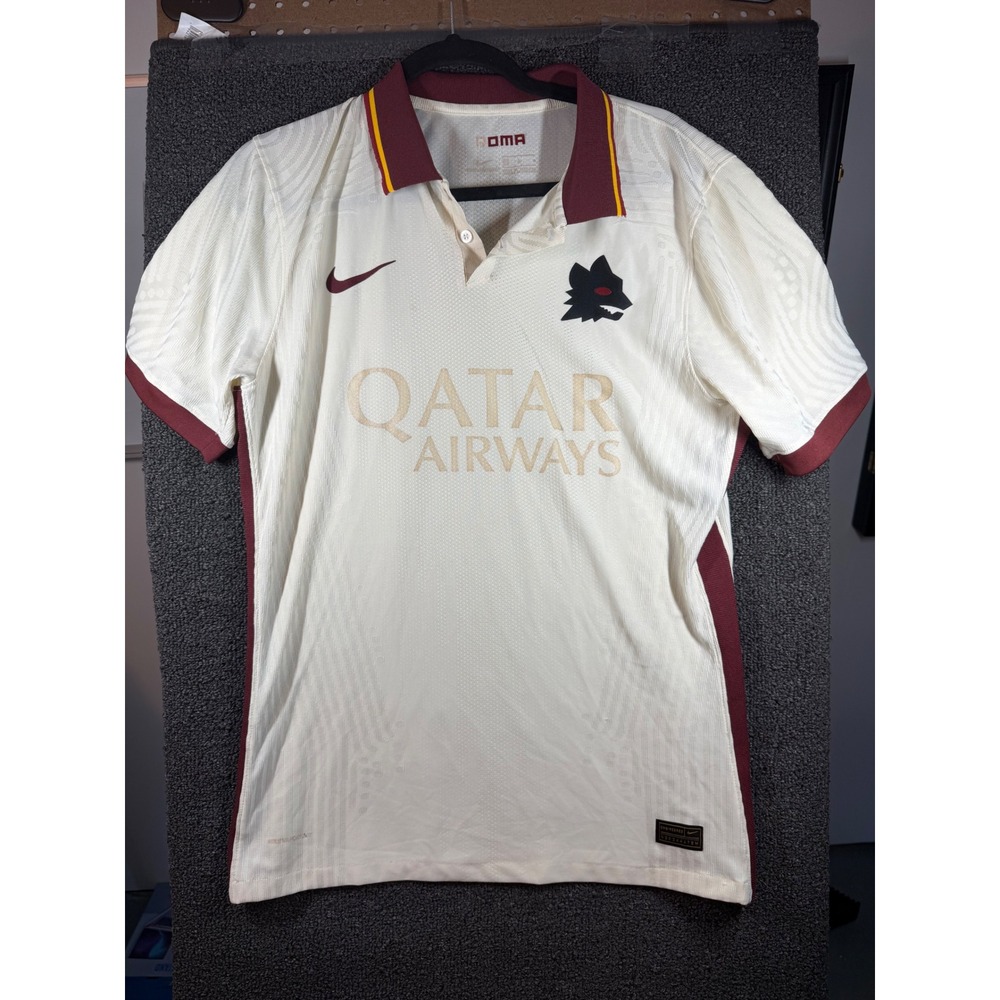 Nike AS Roma Soccer Jersey Mens Small Ivory 2020/21 Away Lupetto Polo 463